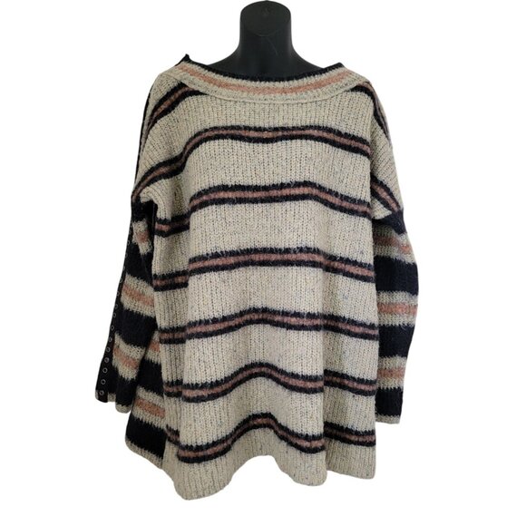 Free People Striped Alpaca/Wool Blend Oversized Tunic Sweater Women's SM - Picture 1 of 7